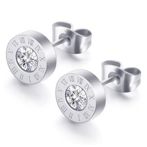 NEW Roman Numerals Stud Earrings, Tiffany inspired, silver toned stainless